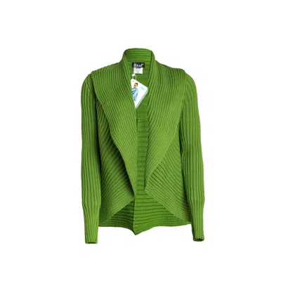 Süel Knitwear Women's Ribbed Round Knit Cardigan Farm- Green