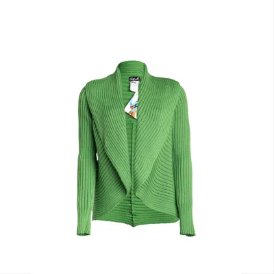 Süel Knitwear Women's Ribbed Round Knit Cardigan Frog Green