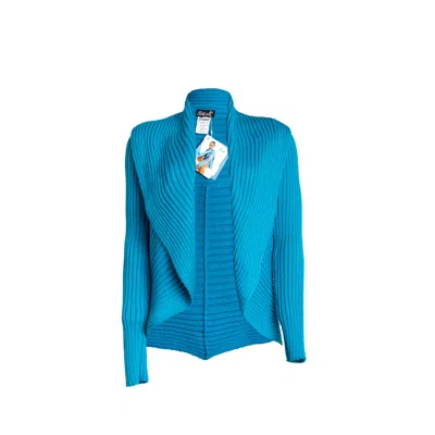 Süel Knitwear Women's Ribbed Round Knit Cardigan Sky-blue