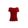 Süel Knitwear Women's Short-sleeved Twin-lace Sweater Paprika Red