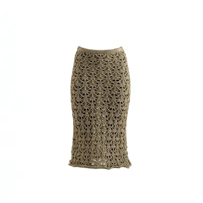 Süel Knitwear Women's Spider Lace Patterned Skirt Sparkle Gold
