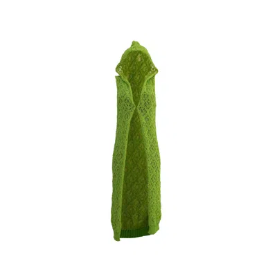 Süel Knitwear Women's Spring Knit Lace Hooded Vest With Silky Tape Yarn – Green Apple