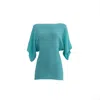 Süel Knitwear Women's T-shaped Knit Top With Batwing Sleeves Water Blue