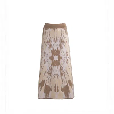 Süel Knitwear Women's White / Neutrals Splashed Maxi Skirt Lux