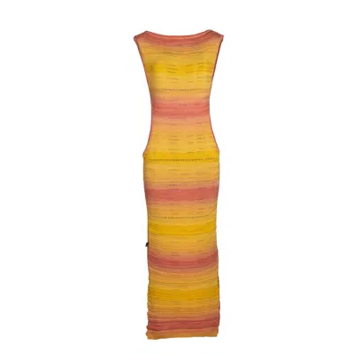 Süel Knitwear Women's Yellow / Orange Mamma Long Dress With Slit Sides Sunshine In Yellow/orange