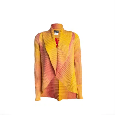 Süel Knitwear Women's Yellow / Orange Ribbed Round Cardigan Sunshine Yellow
