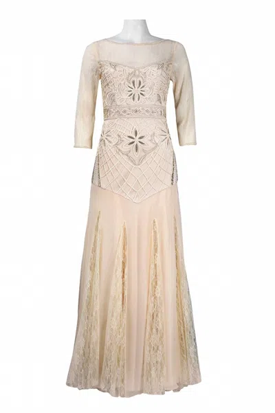 Suewong Beaded & Embroidered Dress In Creme In Beige