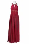 Suewong Beaded Cutout Back Evening Dress In Port In Red