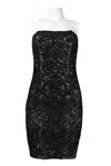 Suewong Embellished Applique Mesh Dress In Black In Black