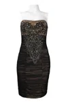 Suewong Embroidered & Sequin Strapless Mesh Dress In Black Gold In Black