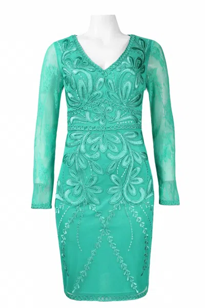 Suewong Floral Embroidered Dress In Aqua In Blue