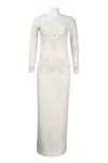 Suewong Floral Lace Evening Dress In White In White