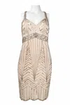 Suewong Multi Back Strap Embellished Empire Dress In Champagne In White