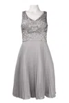 Suewong Sleeveless Embellished Accordion Dress In Platinum In Silver