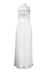 Suewong Spaghetti String Beaded Evening Dress In White In White