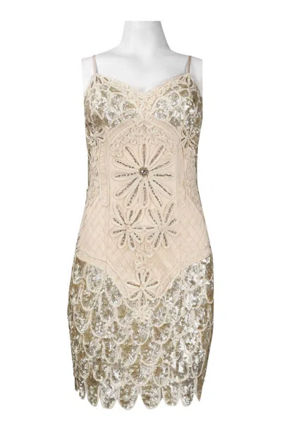 Suewong Spaghetti String Sequined Strapless Dress In Champagne In White