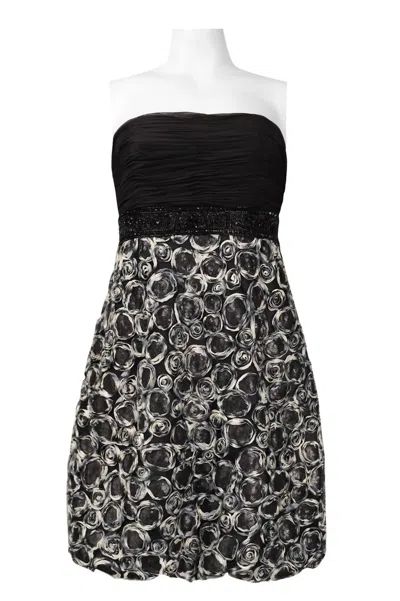 Suewong Strapless Rosette Appliqué Beaded Dress In Grey