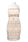 Suewong Strapless Ruched Embellished Empire Dress In Champagne In White
