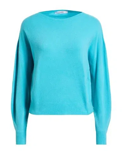 Sufé  Firenze Sufé Firenze Woman Sweater Turquoise Size L Viscose, Polyester, Polyamide In Blue