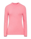 Sufé  Firenze Sufé Firenze Woman Turtleneck Coral Size M Viscose, Polyester, Polyamide In Red