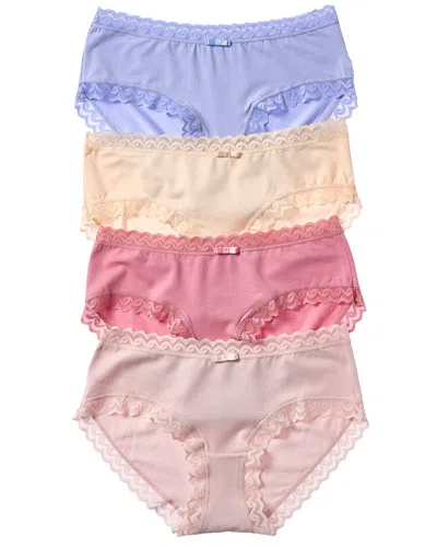 Sugar 4pk Cotton Lace Hipster Underwear In Multi