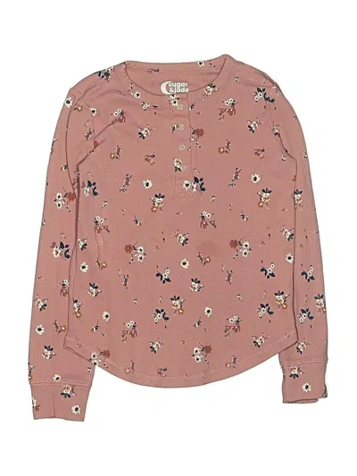 Pre-owned Sugar & Jade Kids' Long Sleeve Henley Shirt In Pink