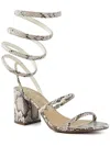 Sugar Belleza Womens Snake Print Block Heel Strappy Sandals In Multi