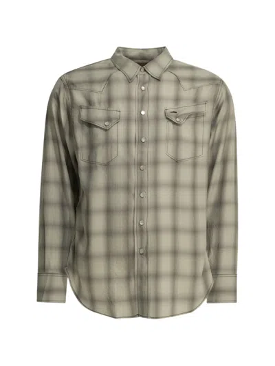 Sugar Cane Jeans Check-pattern Long-sleeve Shirt In Green