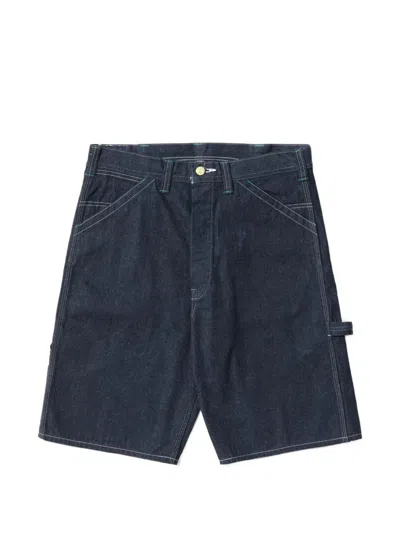Sugar Cane Jeans Contrast-stitch Carpenter Shorts In Blue