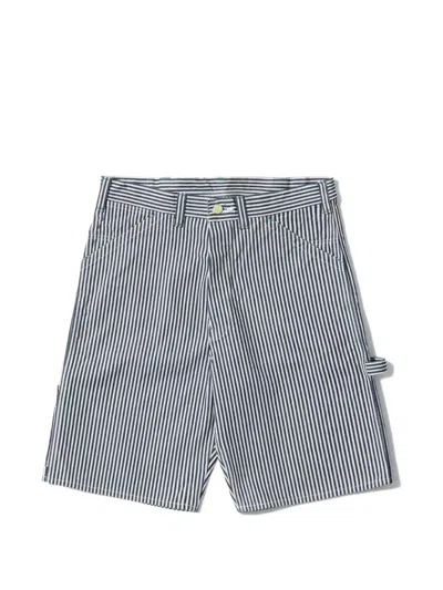 Sugar Cane Jeans Hickory-stripe Shorts In Blue
