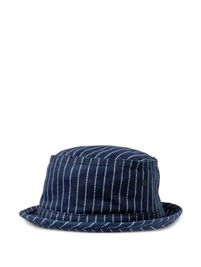 Sugar Cane Jeans Stripe-pattern Bucket Hat In Blue