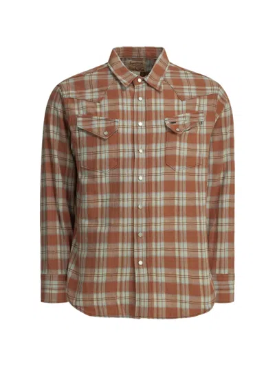 Sugar Cane Jeans Western Check-pattern Shirt In Brown