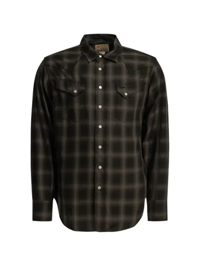 Sugar Cane Jeans Western Check-print Shirt In Black