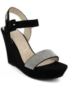 Sugar Chili Womens Dressy Square Toe Wedge Sandals In Black