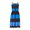 Sugar Cream Vintage Women's Black & Blue Stripe Vintage Dress With Spaghetti Straps In Blue