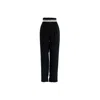 Sugar Cream Vintage Women's Black Vintage High-waisted Chiffon Faux Belt Trouser In Black