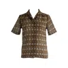 Sugar Cream Vintage Women's Brown Vintage White Floral Stripe Collared Polyester Blouse In Brown