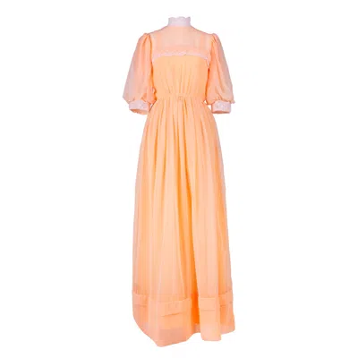 Sugar Cream Vintage Women's Embroidered Vintage Coral Pink Cotton Dress In Multi