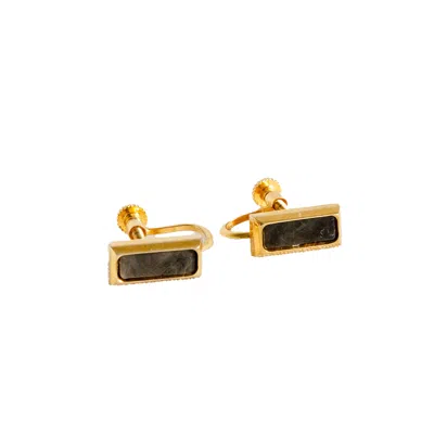Sugar Cream Vintage Women's Gold / Black Vintage Semi-precious Stone Golden Stud Earring In Multi