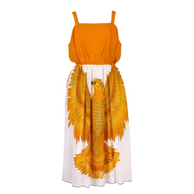Sugar Cream Vintage Women's Orange Vintage Bold Eagle Print Dress