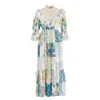 Sugar Cream Vintage Women's Re-design Upcycled Cotton White Botanical Patch Maxi Dress In White