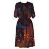 Sugar Cream Vintage Women's Scenery Print Black Vintage Dress In Black