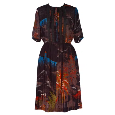 Sugar Cream Vintage Women's Scenery Print Black Vintage Dress
