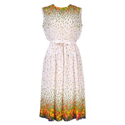 Sugar Cream Vintage Women's Sleeveless White Chiffon Vintage Dress
