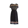 Sugar Cream Vintage Women's Vintage Black Yellow Polka Dot Pleated Midi Dress In Black/yellow