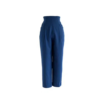 Sugar Cream Vintage Women's Vintage Blue High Waist Straight Trousers