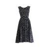 Sugar Cream Vintage Women's Vintage Cotton Black Round Neck Floral Print Midi Dress In Black