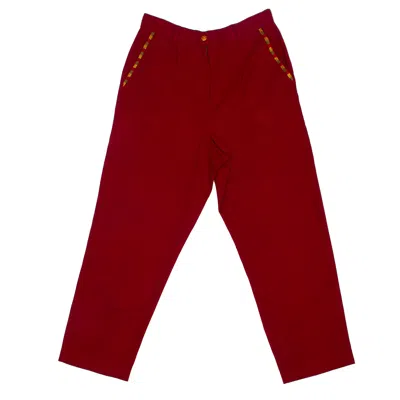 Sugar Cream Vintage Women's Vintage Wine Red High Waisted Straight Trousers