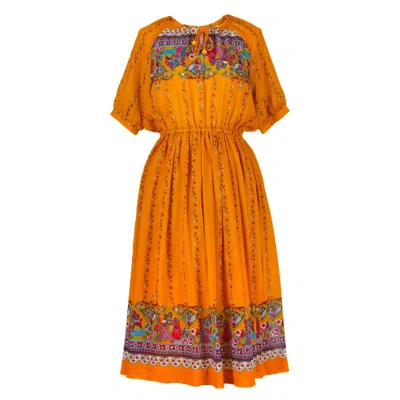 Sugar Cream Vintage Women's Yellow / Orange Historical Indian 80's Mustard Yellow Vintage Dress In Yellow/orange