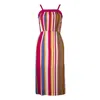 Sugar Cream Vintage Women's Yellow / Orange Roman Strip Vintage Dress With Spaghetti Straps In Yellow/orange